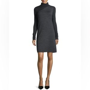 Theory “Tajello” Delfina Gray Knit Long-Sleeve Turtleneck Dress (Size M).